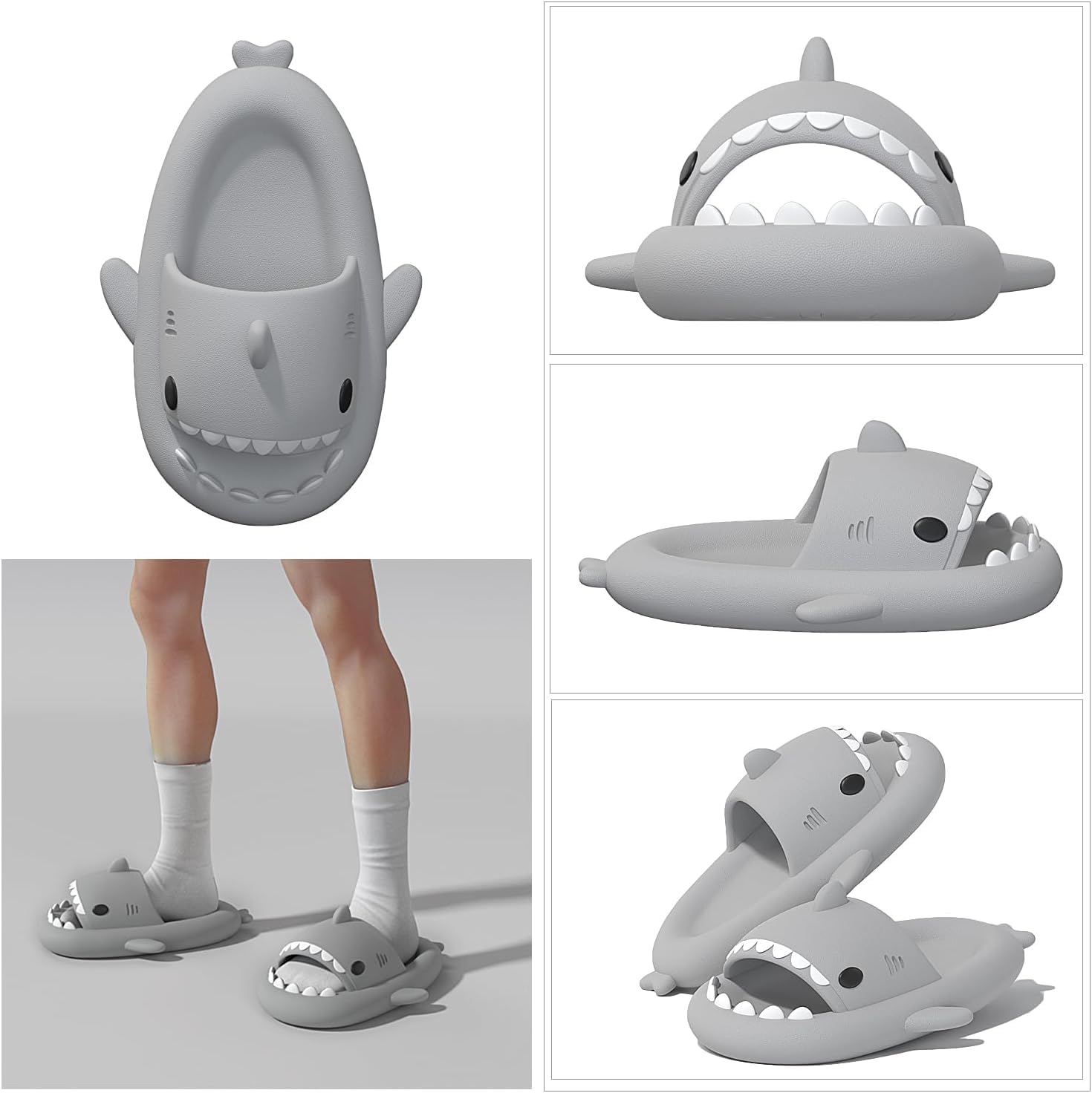 Merking Ciabatte Squalo Estive Mare Open Toe Donna Uomo Ultra Morbide Antiscivolo Sandali da Spiaggia e Piscina a Punta Aperta Shark Slides Slippers