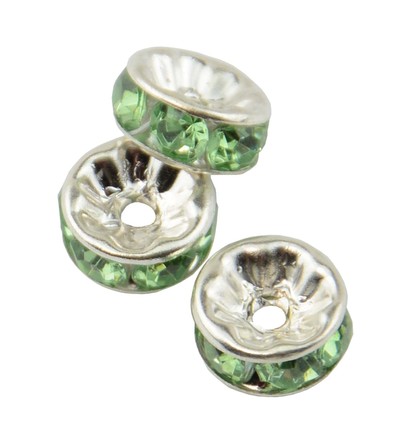 Box Displays Lime Green Pack Of 30 Rhinestone Crystal Rondelle 6X4mm Silver Colour Spacer Beads Diy Jewellery Making Craft Beading Fashion Jewelry Costume Design Spacer Finding Beads
