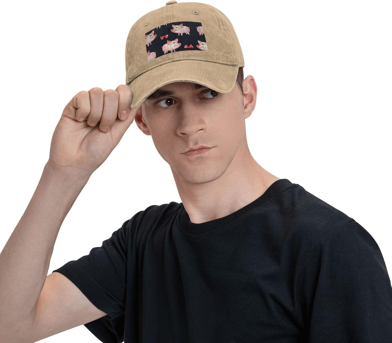 Red Cute Piggy Print Cowboy Hat Personalized Baseball Cap Fashion Hat Cap Funny Gifts for Women Men