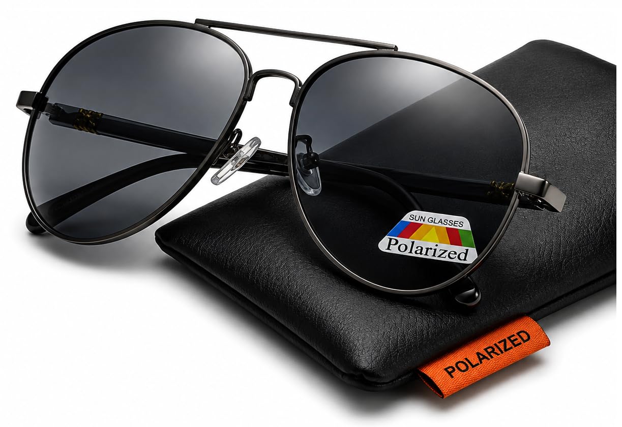 Polarized sunglasses for men and Women Uv 400 Protection Aviator Shape Cooling Goggles Black Shade Sunglass (Italic)…-image-27