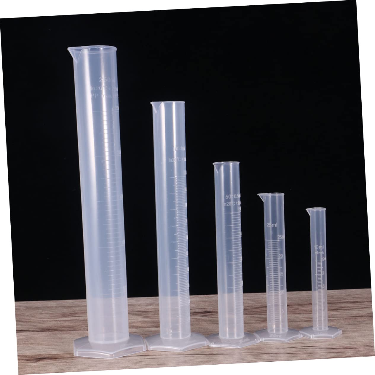 NAMOARLY 5pcs Graduated Measuring Cylinder Transparent Measuring Tube Cylinder Kit Hydrometer Lab Cylinders Laboratory Measuring Cylinder Test Measuring Tubes Graduated Cylinder