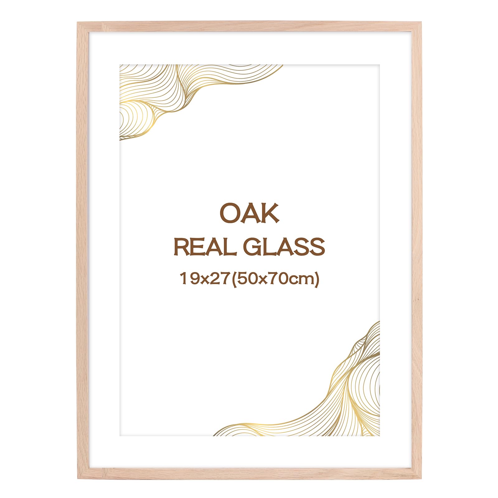 KoKoBin Solid Wood Poster Frame with Acrylic Glass Pine Photo Frame with Shatterproof Acrylic Glass Panel Wooden Photo Frame (Oak Wood, 50x70)