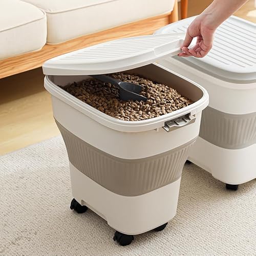 SEWIU 2pack 35 lbs Dog Food Storage Container,Collapsible Dog Food Container with Scoop,Pet Food Storage Containers to Keep Dry Food Fresh,Easy to Move