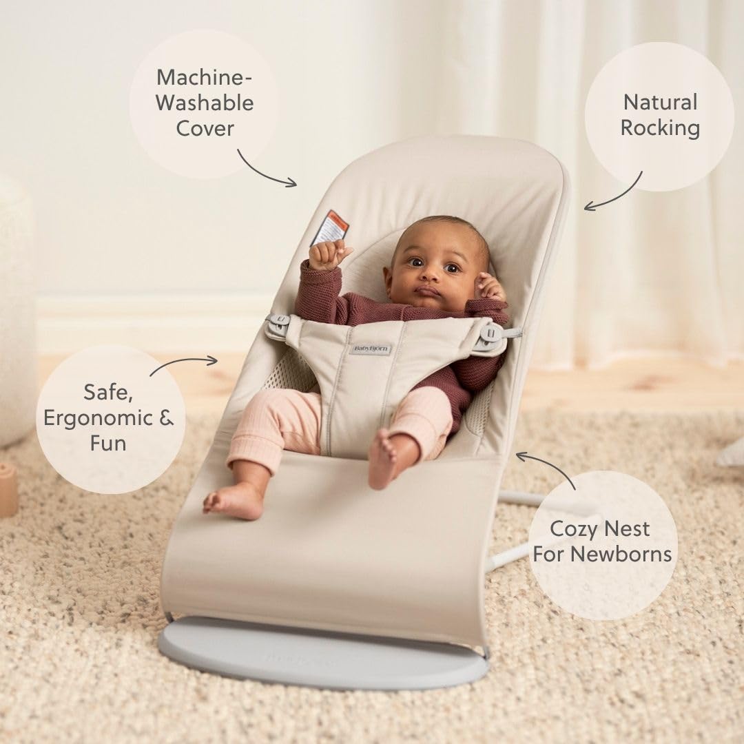 Amazon.com : BabyBjörn Bouncer Balance Soft, Light Beige, Woven