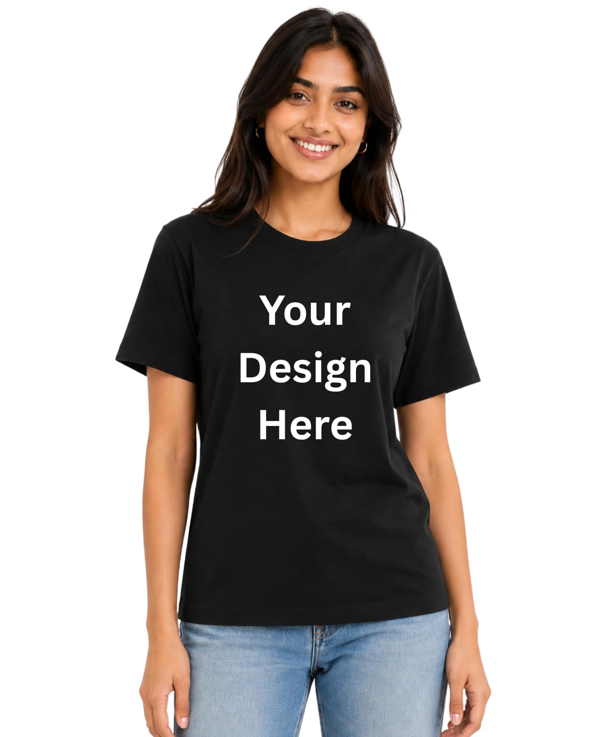his'en'her Personalized Boxy Fit Girls Round Neck T-Shirt. 100% Cotton Half Sleeve Boyfriend fit Tshirt Customized for Women. Customize Your Photo/Image/Text/Company Name, Logo on Tee-picture-26