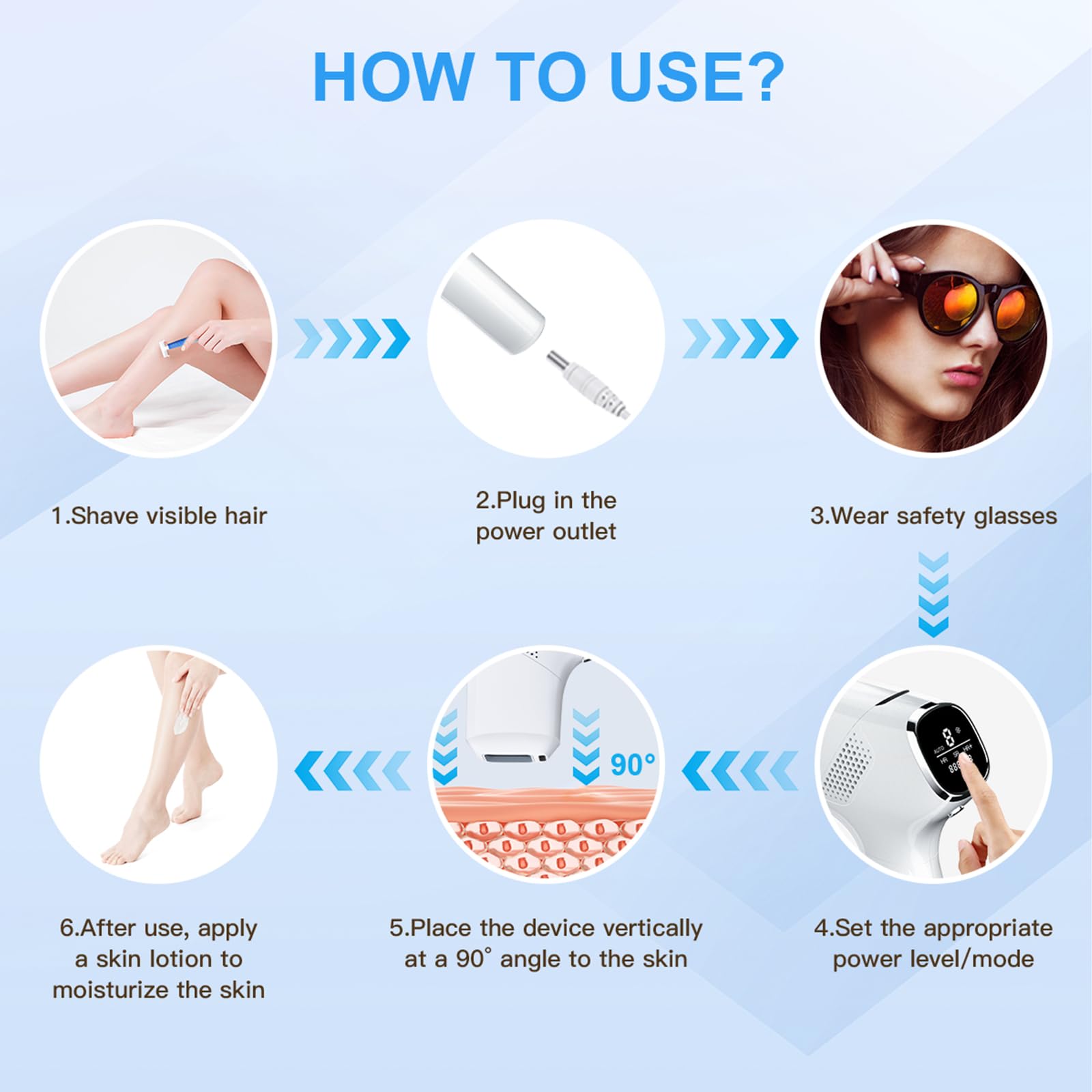 Epilatori a luce pulsata, 3 funzioni avanzate HR/SC/RA con 9 livelli di energia, 999.900 impulsi luminosi Dispositivo per depilazione per uomini, donne, corpo, ascelle, gambe