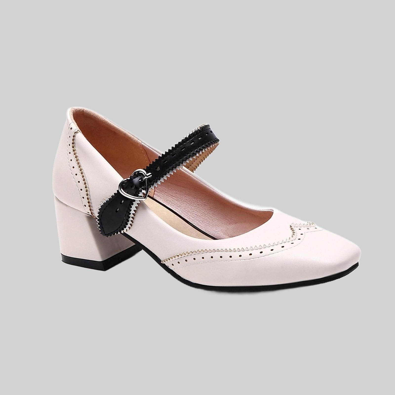 Scarpe Mary Jane da Donna con Tacco Medio e Punta Quadrata/A