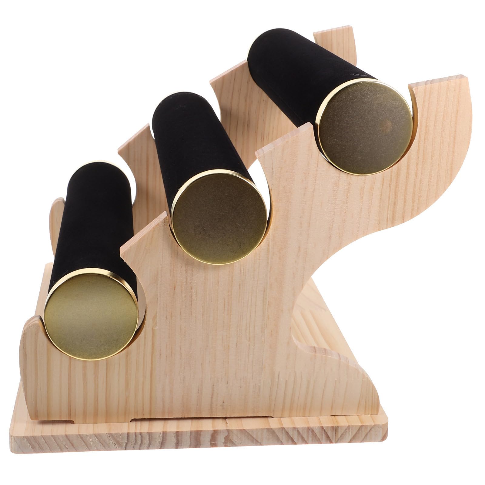 GALPADA Soporte para Brazaletes y Relojes de Pulsera de 3 Niveles Base de Madera Negra, Organizador Elegante y Resistente para Joyas en Oficina o Uso Personal