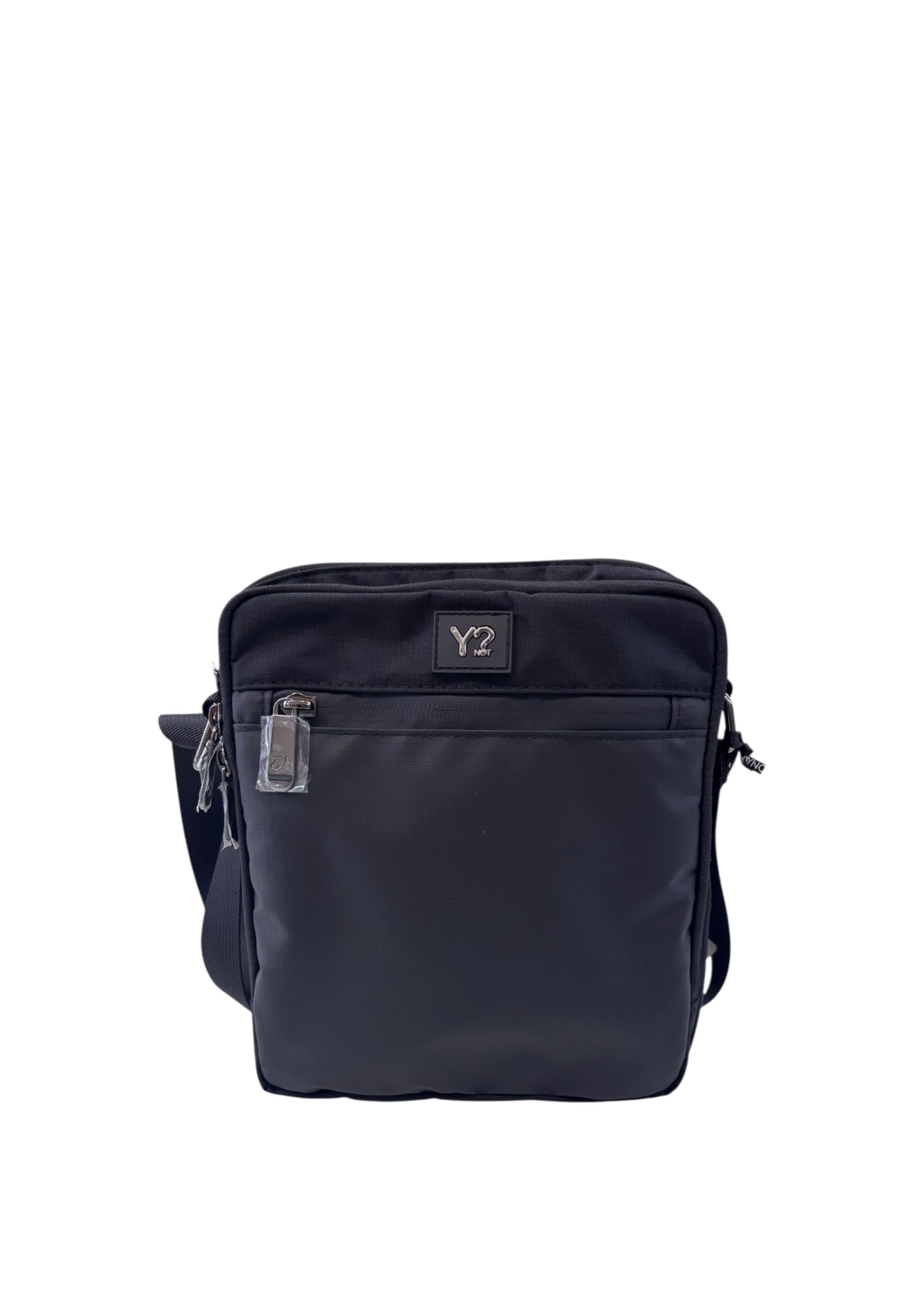 YNOT Borsello Trasversale Uomo, Nero, 22x26x2 cm, 2 Comparti con Zip, Tracolla Regolabile, Tessuto Logato, Modello VOY-013
