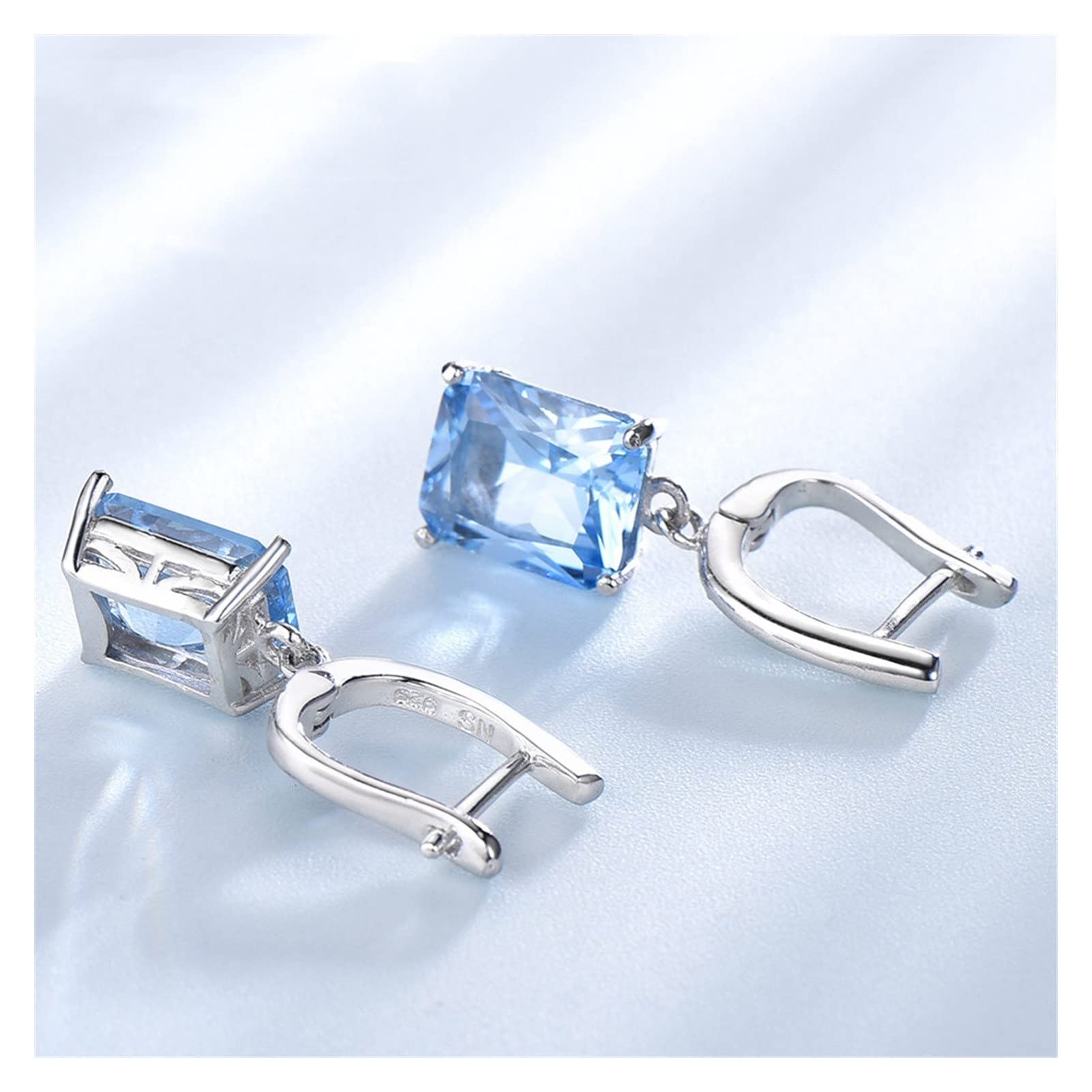 LYGBAOFUL Elegante 925 Silber Nano Blau Topas Damen Tropfen Ohrringe für Jubiläumsfeiern Edlen Schmuck Dekorationen Ohrringe Ohrstecker Set Modeaccessoires