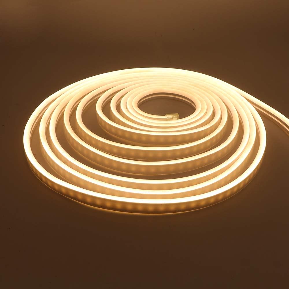 LED Strip Light, 16.4ft 3500K Warm White LED Neon String Lights, DC 12V Flexible Waterproof Neon Rope Lights, 2835 120LEDs/M, for Home Indoor Outdoor Commercial Lighting Decoration