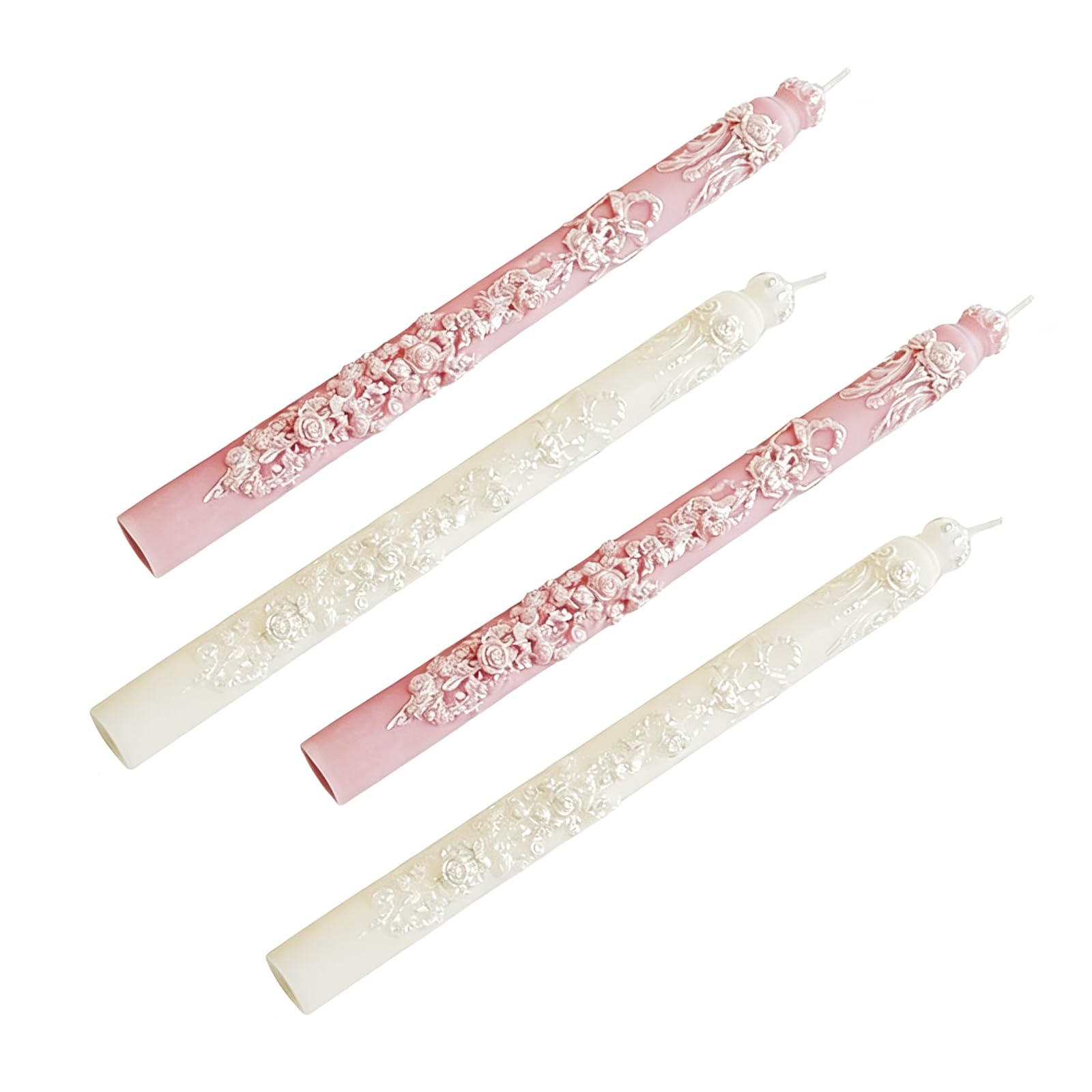 French Style Scented Candles Floral Embossed Elegant Decor Ornaments 4 Pcs
