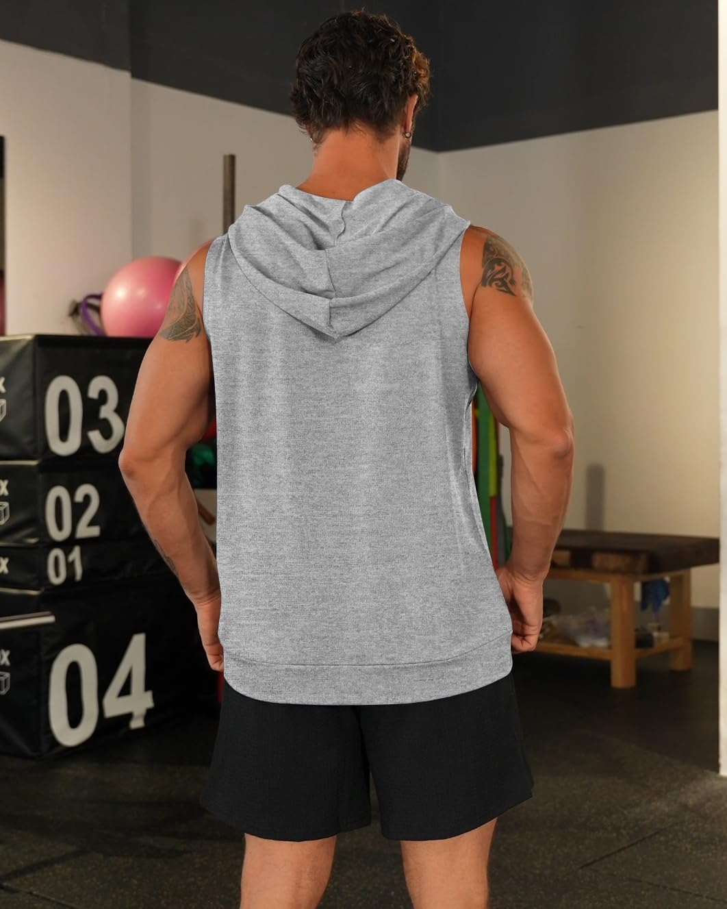 Men's Workout Hooded Tank Tops Zip Up Sleeveless Gym Shirts Bodybuilding Hoodies Muscle Cut Off T Shirt - Image 7