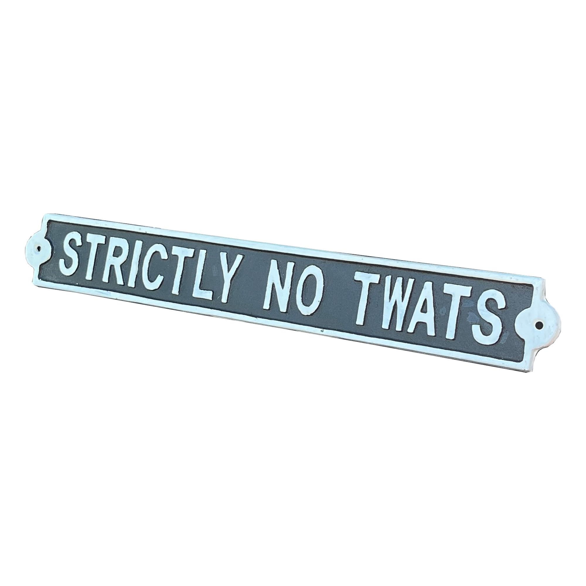 Alfie Francis Black 44Cm Cast Iron 'Strictly No Twats' Funny Wall Mounted Plaque Sign Kitchen Wall Art Home Garden Bar Pub Decoration