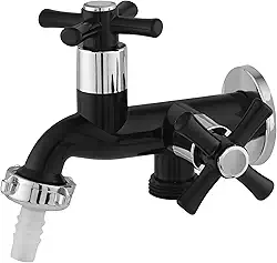 Torneira Para Tanque Ou Maquina 1028 1/4 De Volta Com 2 Saídas Preta Com Cromado C31