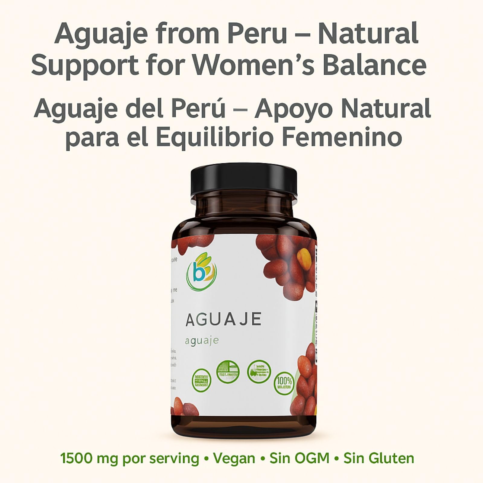Aguaje Capsules – 90 Vegetable Capsules (1500 mg per Serving) – Peruvian Origin – Natural Female Health & Hormone Balance Support – Vegan, Non-GMO, Gluten-Free – 100% Authentic – by BexpertsUSA — Amazon image 9