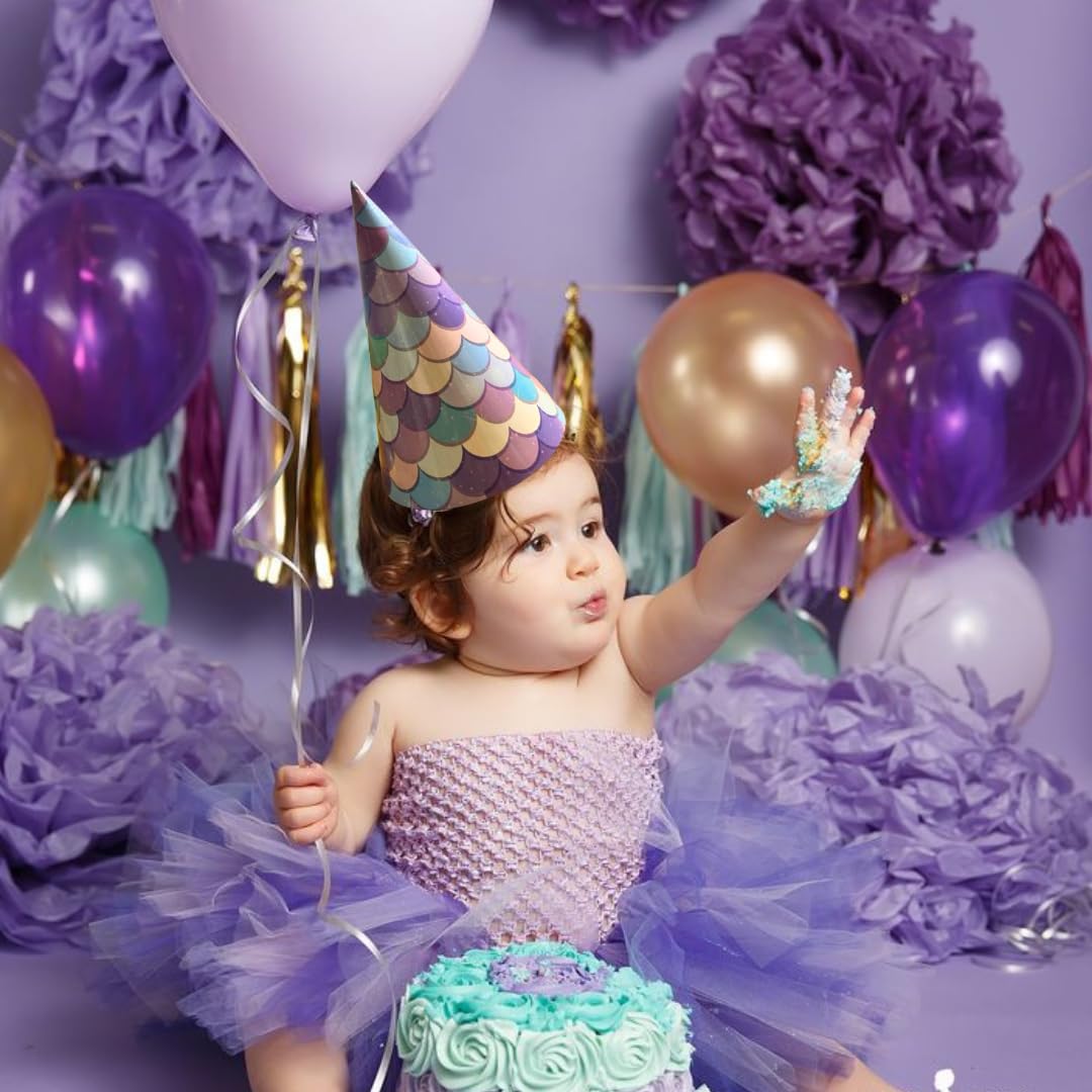 Wanna Party Mermaid Party Hats/Mermaid Party Caps for Mermaid Party Supplies/Mernaid Theme Birthday Decorations for Girls 2
