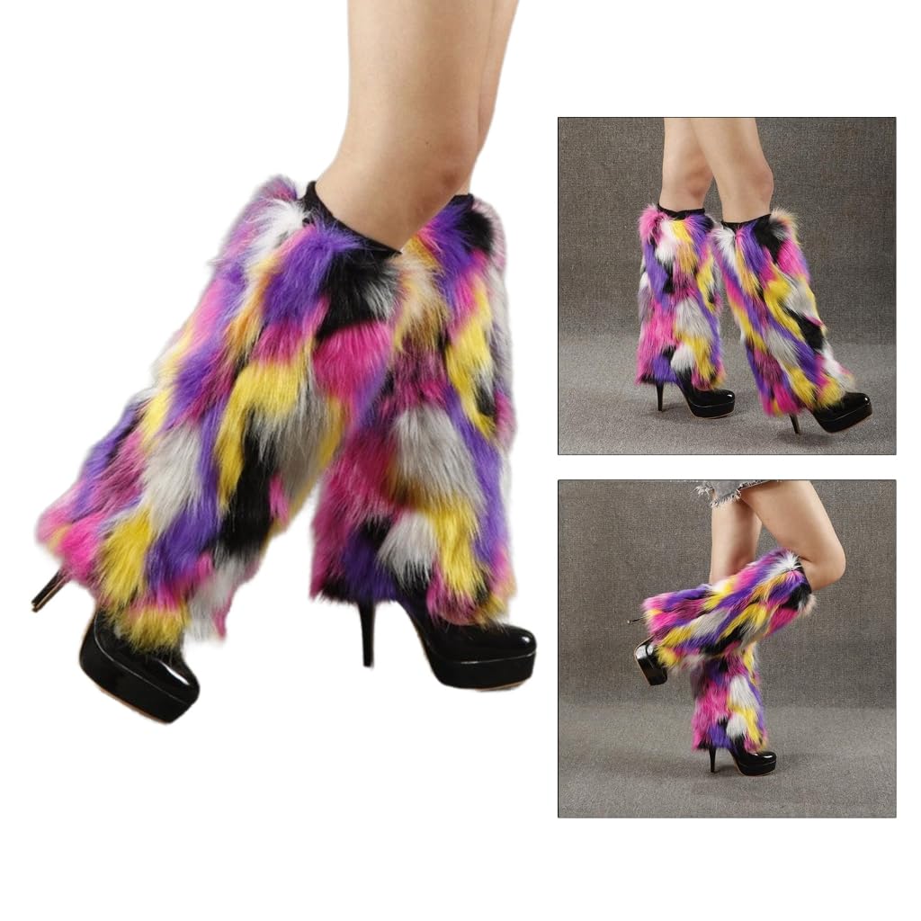 Women Furs Leg Warmer Winter Furry Long Boot Cuffs Fuzzy Party Costume for Holiday Festival Performances Play