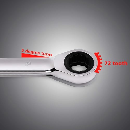 Miniatura 4 de Egofine Llave combinada métrica de trinquete de 0.315 in, llave de engranajes de grado industrial con diseño de 12 puntos, trinquete de 72 dientes,
