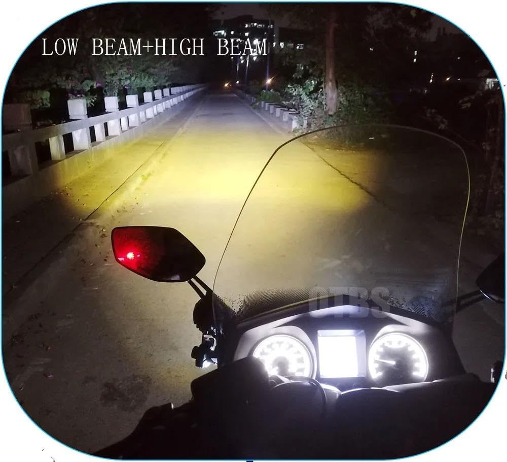 Fari fendinebbia a LED per moto Fendinebbia per moto Lampada di guida ausiliaria a LED Faretti per fari per moto Interruttore cablato da 100 W Luci a LED per moto bicolore