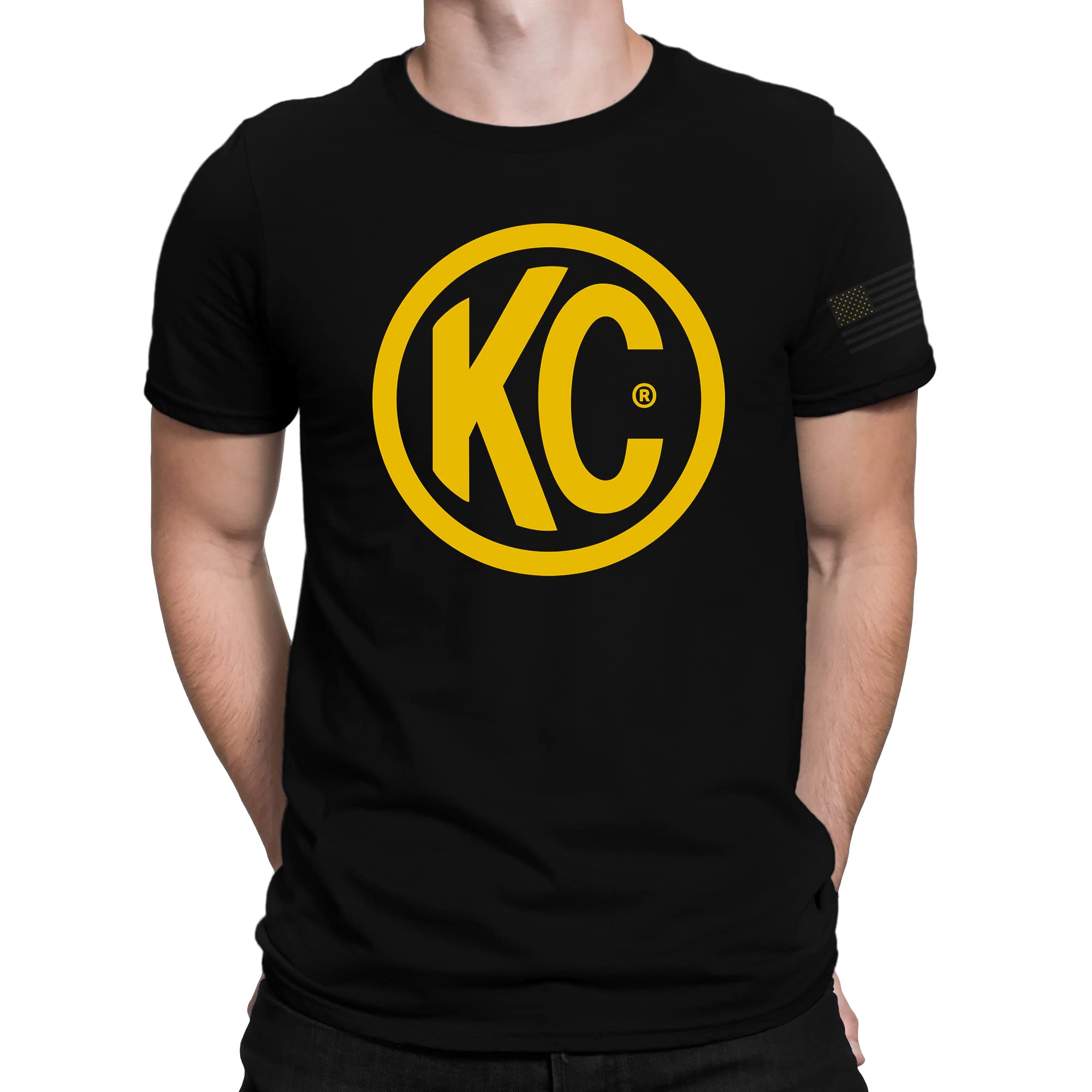 KC HiLiTES 70613 KC Classic Yellow Logo Tee Shirt - Black - Medium