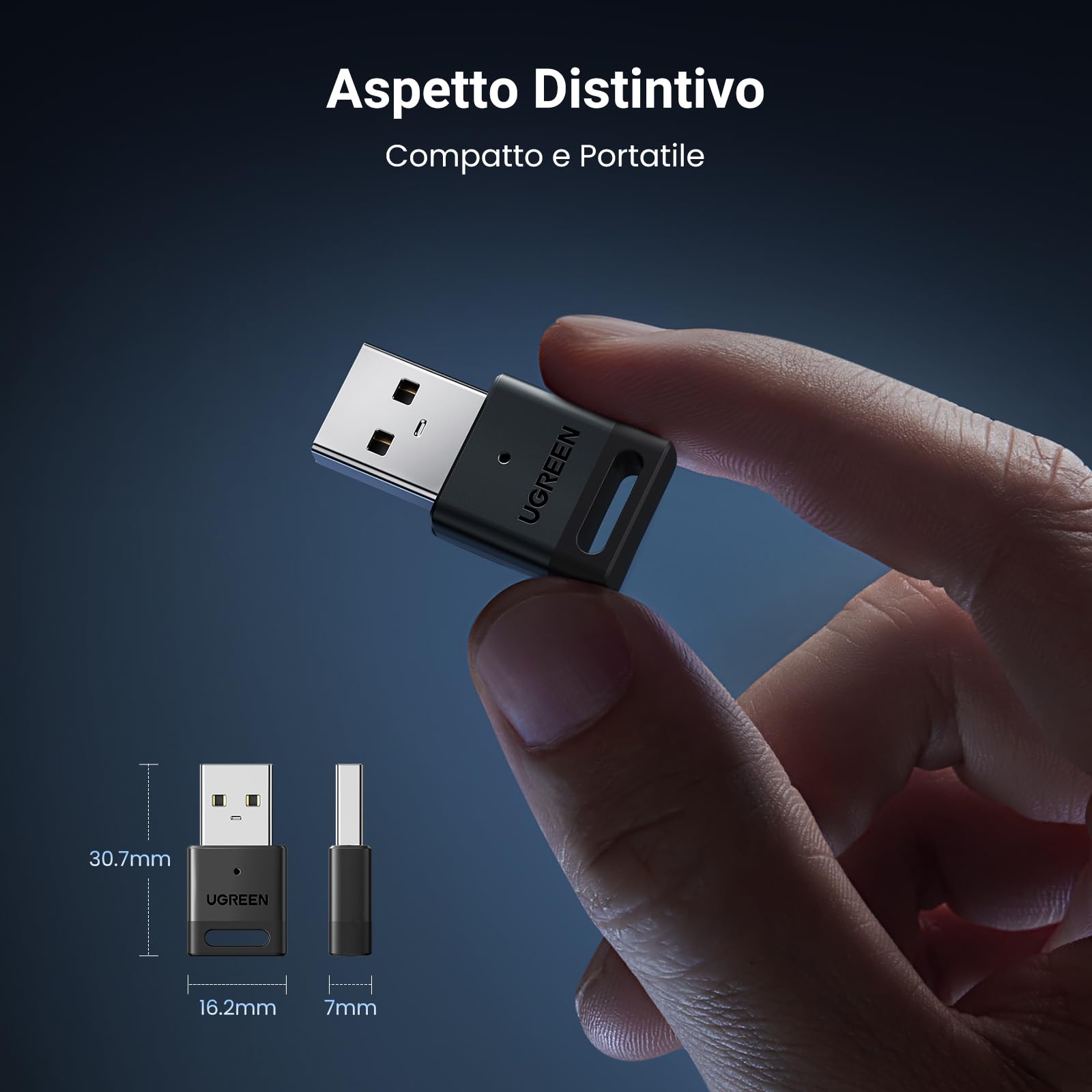 UGREEN USB Bluetooth 5.3 Adattatore per PC Donglepara Windows 11 10 8.1 con Controller PS5 PS4 Switch Tastiera Mouse Auriculares