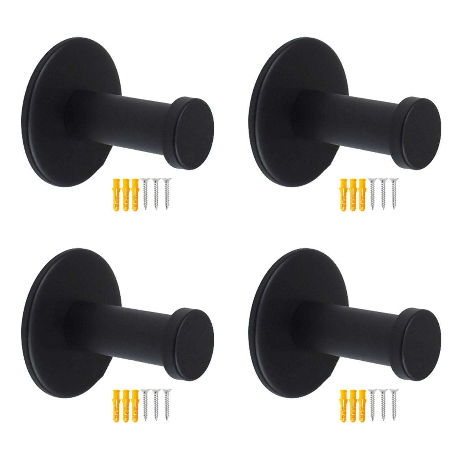 Msioytog Black With Expansion 4Pcs Stainless Steels Wall Hook Towel Hanger Wall Mounted Coat Hook Home Storage Single For Coat Hat Clothing Towel Hanger For Hat Clothing Metal Hardware