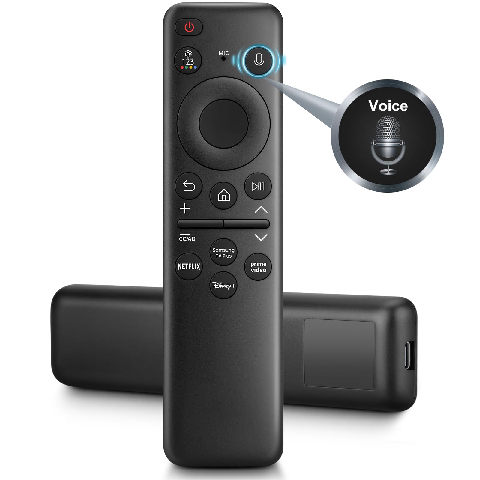 Rechargeable Voice Remote Control for Samsung OLED Neo QLED Crystal UHD Frame 4K 8K Smart TV, Replacement for Samsung Solar TV Remote BN59-01432A TM2360E TM2361E