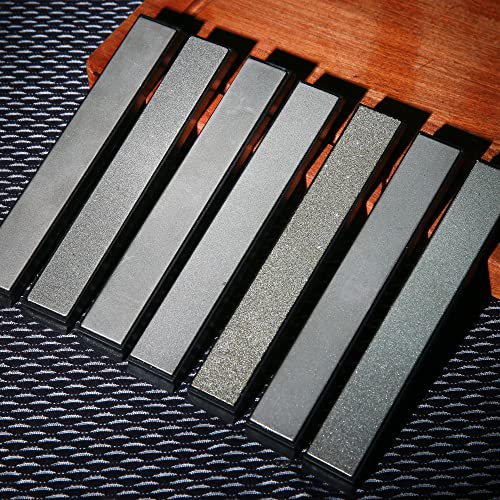 7Pcs 80#-2000# Diamond Sharpening Stone Fixed Angle Knife Sharpener‘s Replacement Whetstone Set Non-Slip Abs Base 6-1/4Inchx3/4Inchx1/4Inch, White, 158Mm/6.2Inch X 20Mm/0.78Inch X 6Mm/0.23Inch #TOP3
