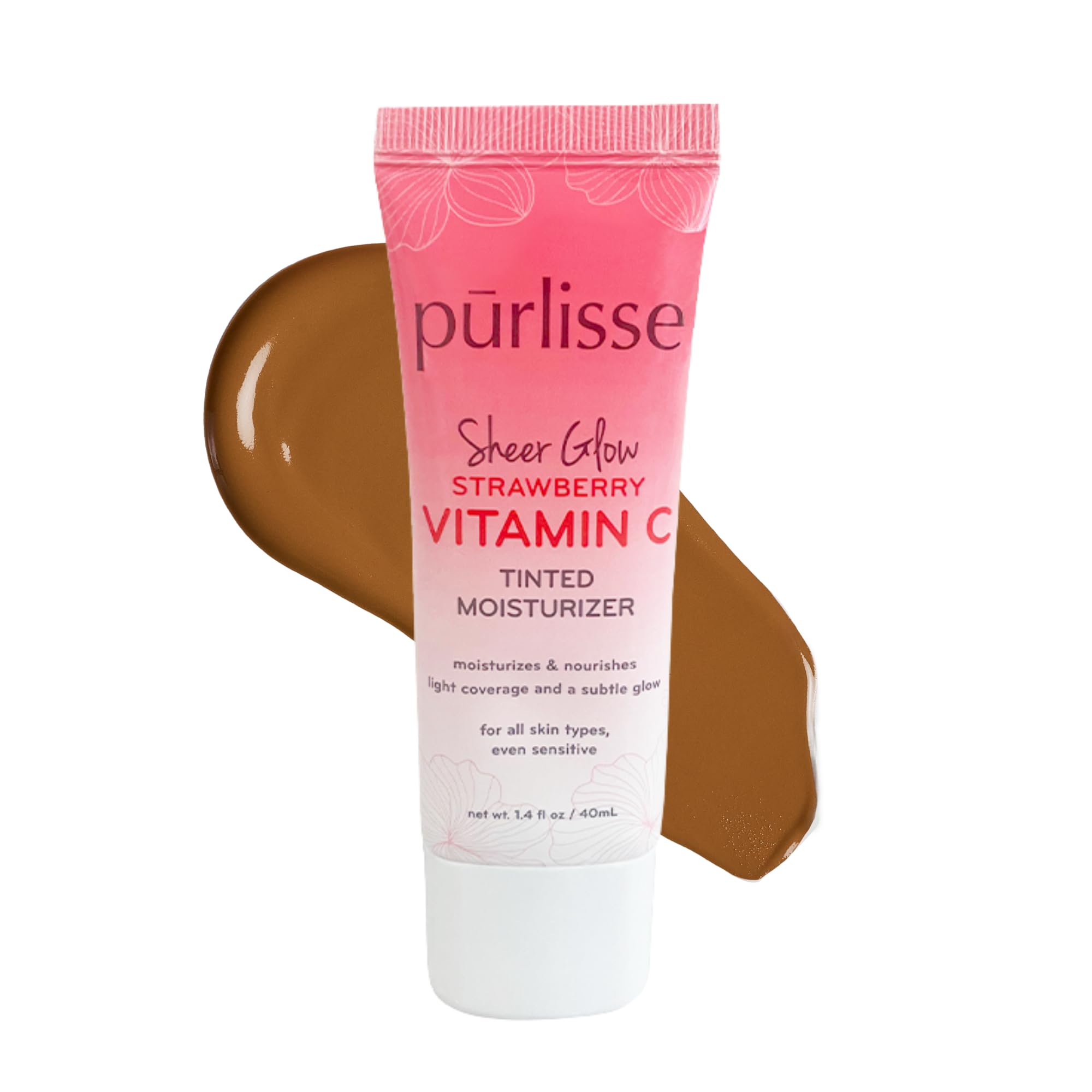 p rlisse Sheer Glow Strawberry Vitamin C Tinted Moisturizer - Skin Tint Moisturizer Enriched with Antioxidants to Even