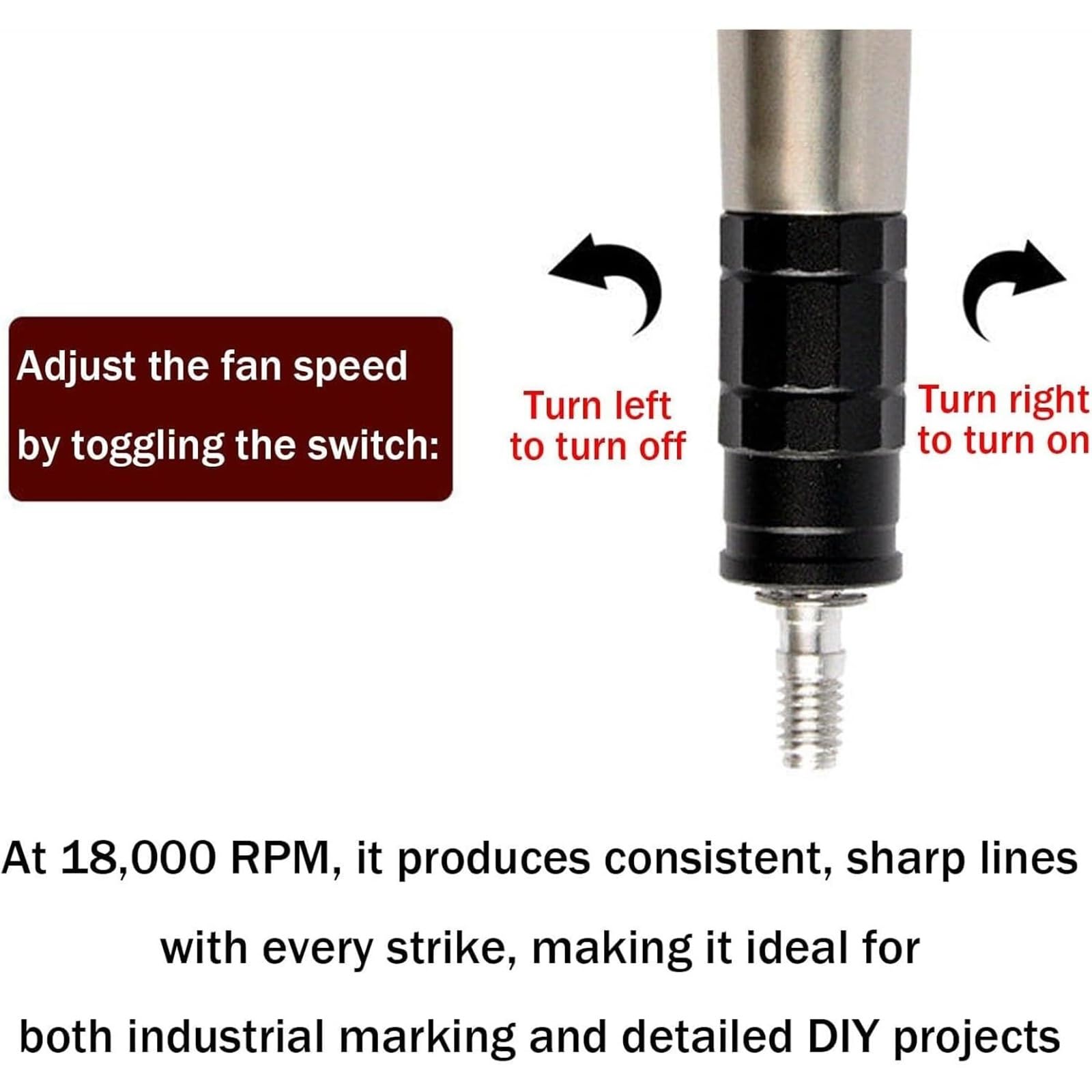 Lápiz de grabado neumático con punta de carburo de tungsteno de 2,0 mm | Herramienta de grabado neumático para metal, presión de entrada de 90 psi, velocidad de 18 000 rpm, para metal, vidrio