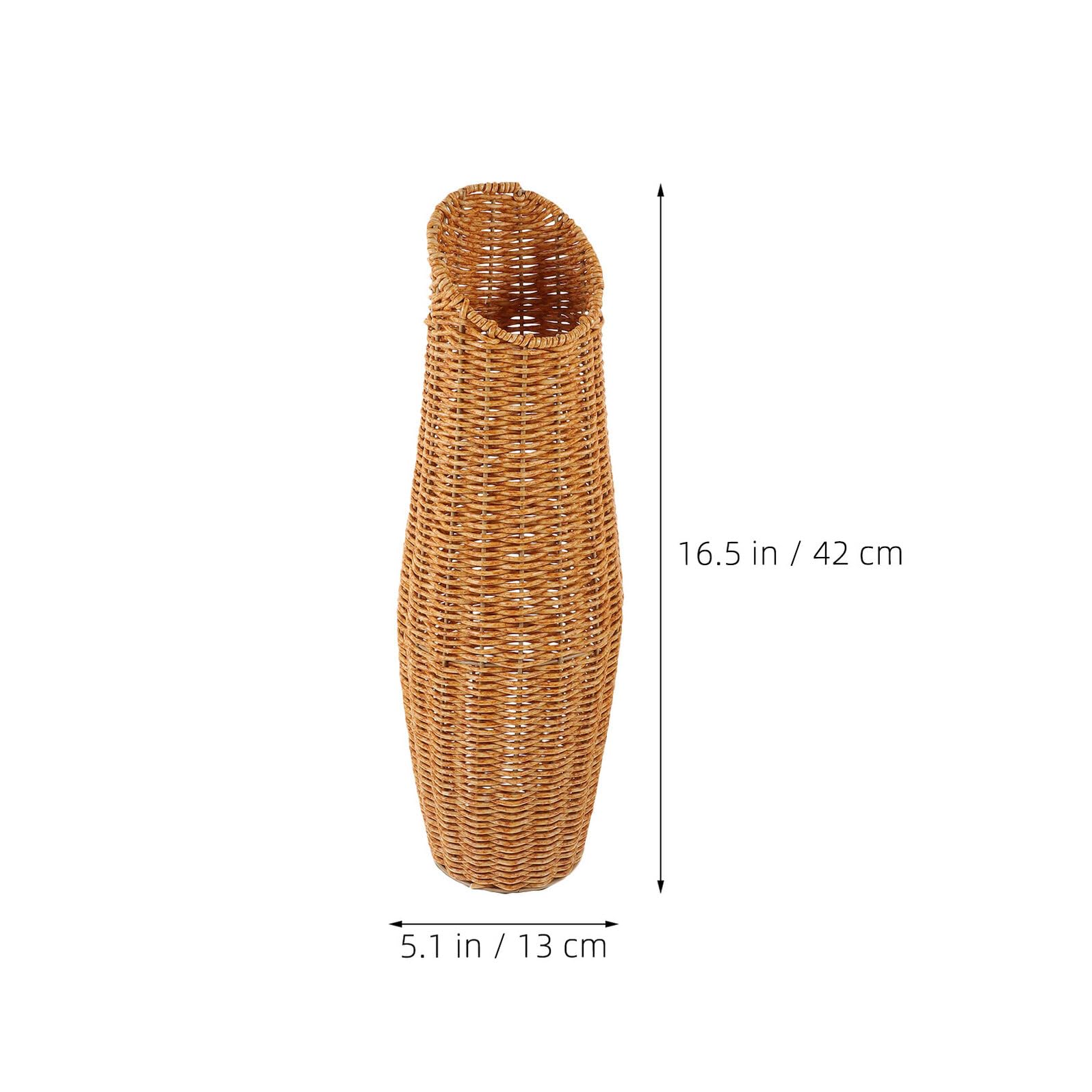 Jarrón de Suelo Tejido de Ratán Sintético 2 Unidades, Jarrones Altos Decorativos para Flores Artificiales y Secas, Florero Ligero y Resistente para Interiores, Sala de