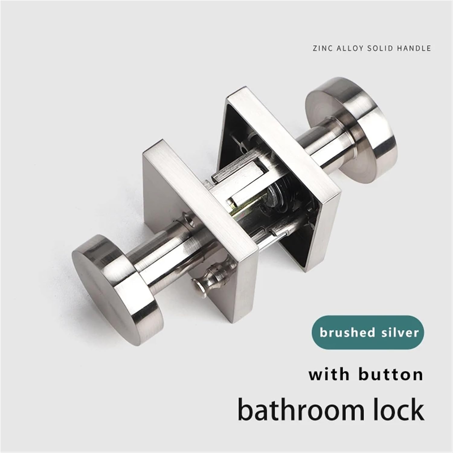 Hidden Button Double-Sided Latch Door Lock Solid Zinc Alloy Gold Handle 1Pcs(Bathroom Lock-1)