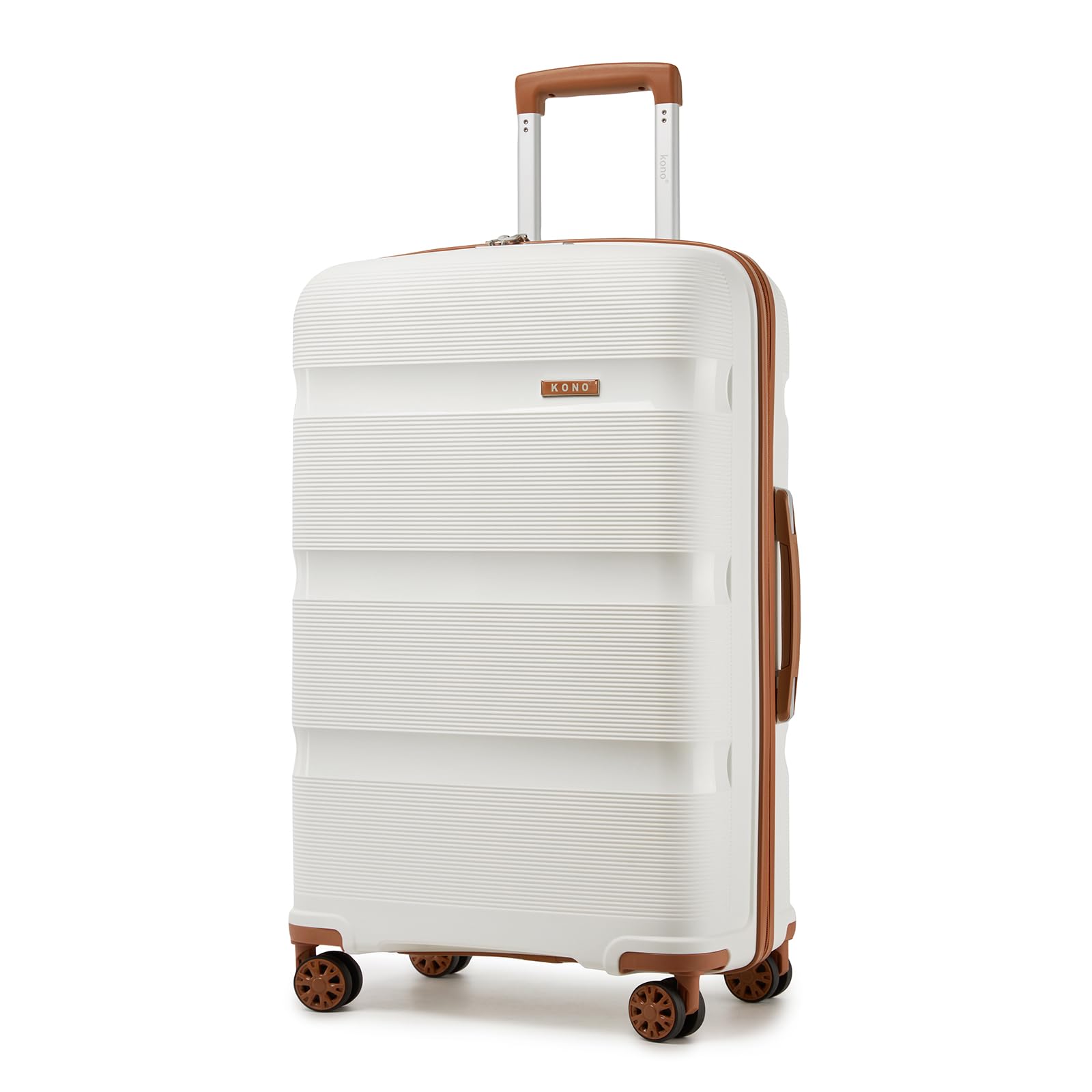 Kono 28 Inch Hard Shell PP Luggage, 4 Spinner Wheels Suitcase, White