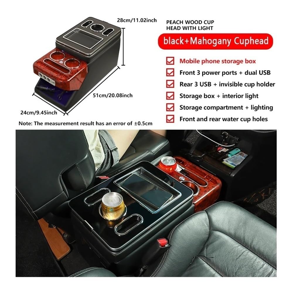 Caja De Consola Con Reposabrazos Almacenamiento Frontal Universal General, Cargador Inalámbrico Gran Capacidad Para Odyssey Para MPV, 24cm