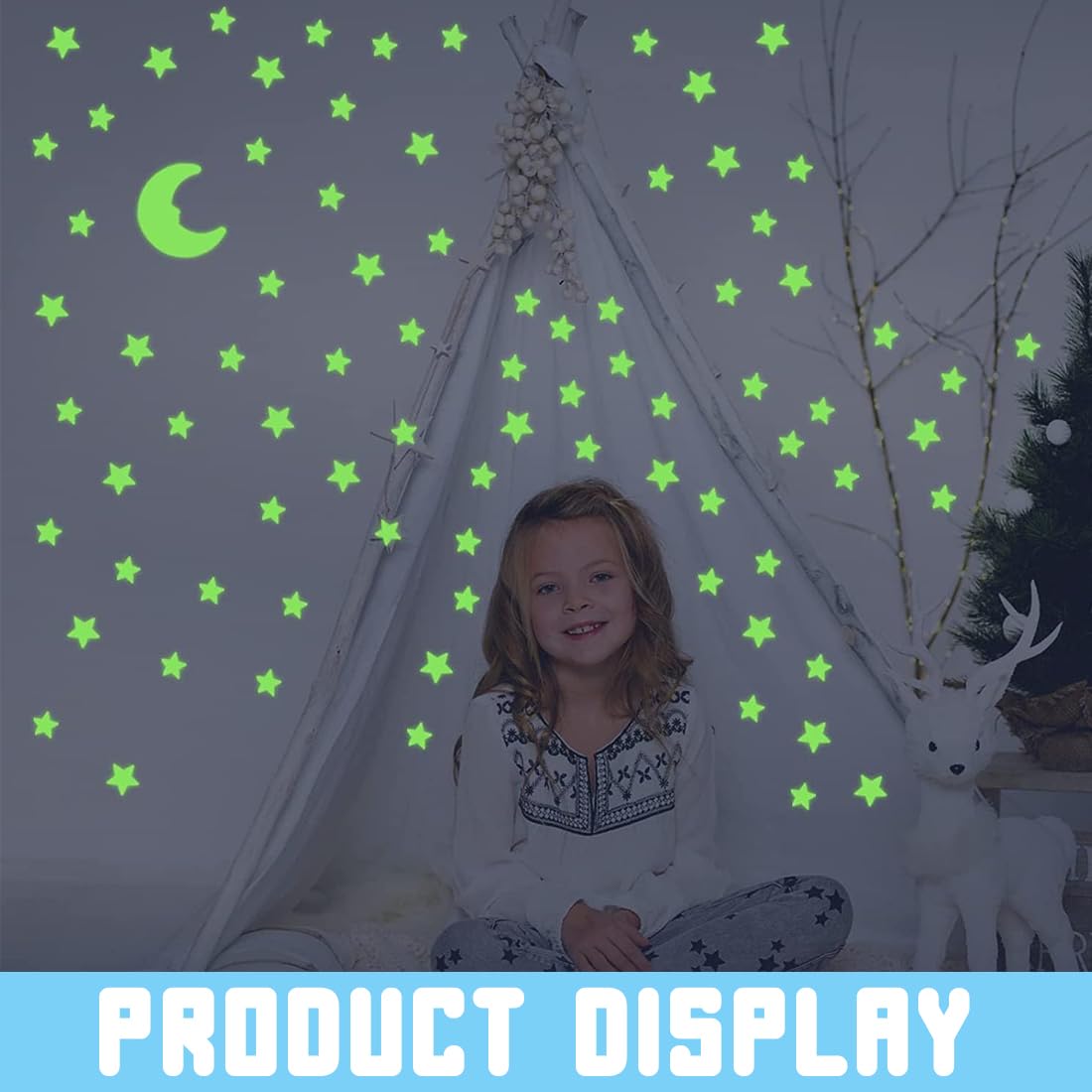 201 PiècesÉtoiles et Lune Kit 3D Phosphorescentes Adhésives Fluorescentes pour Décoration Murale Lumineuse Idéal mur Plafond Cadeau Bébé Enfant Etoile Phosphorescente Plafond