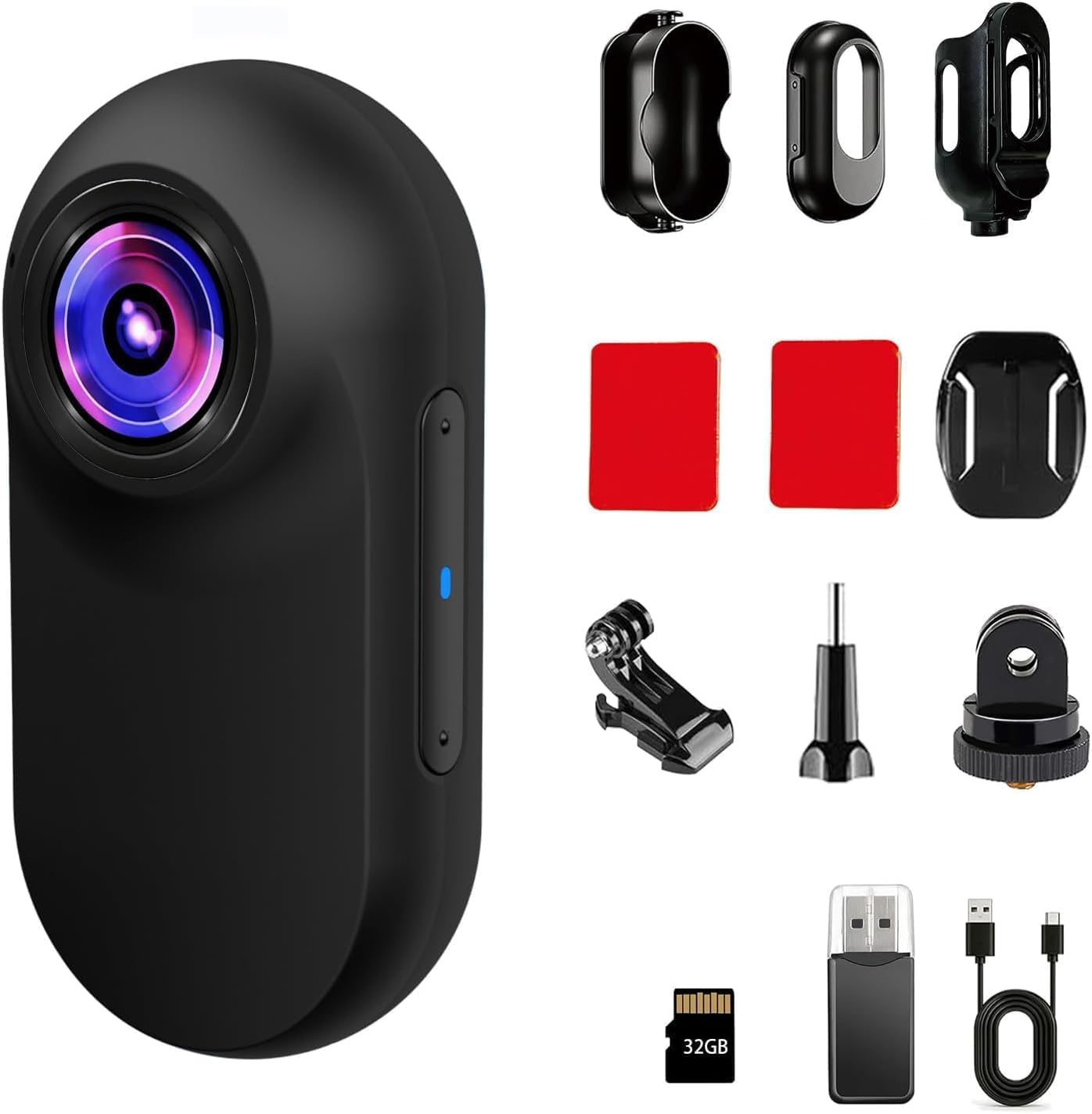 Mini Body Camera 1080P with 32GB Card Helmet Camera Body Cameras with Audio and Video Recording Multi-Function Accessory Body Cam-image-24