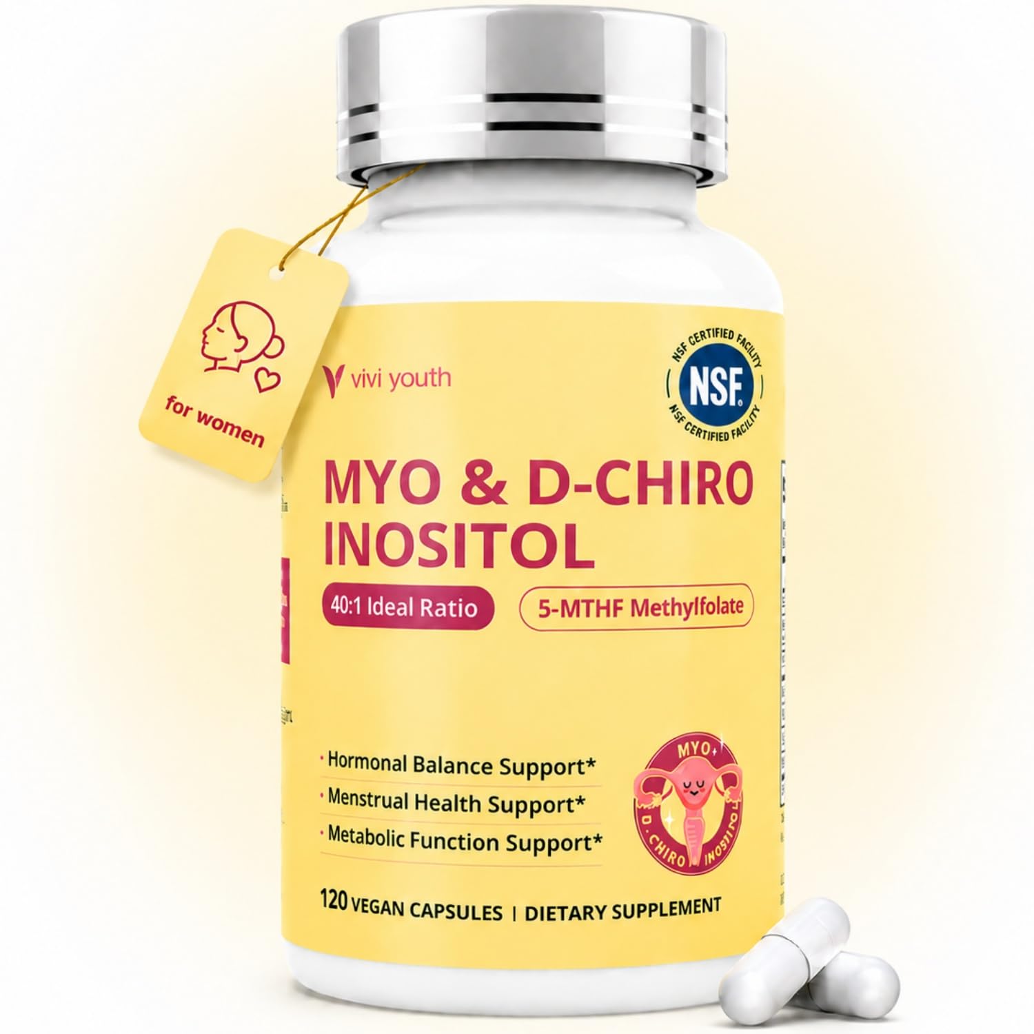 Myo-Inositol & D-Chiro Inositol 40:1 Hormone Balance, 120 Vegan Capsules