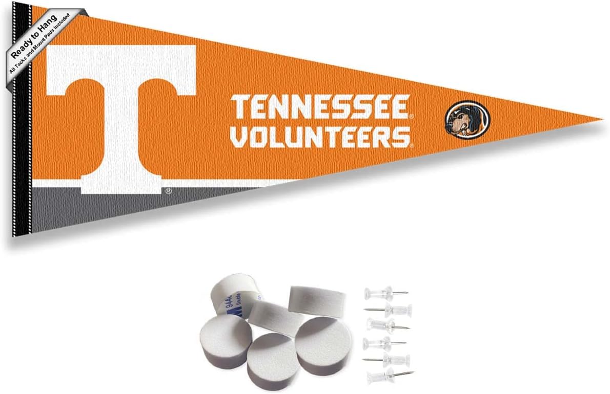 Tennessee Volunteers Pennant Flag and Wall Tack Mount Pads