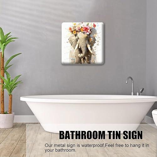 Miniatura 2 de Cartel creativo de hojalata floral de elefante, arte de pared para guardería, regalos para niñas pequeñas, fiesta de cumpleaños, diseño floral lindo