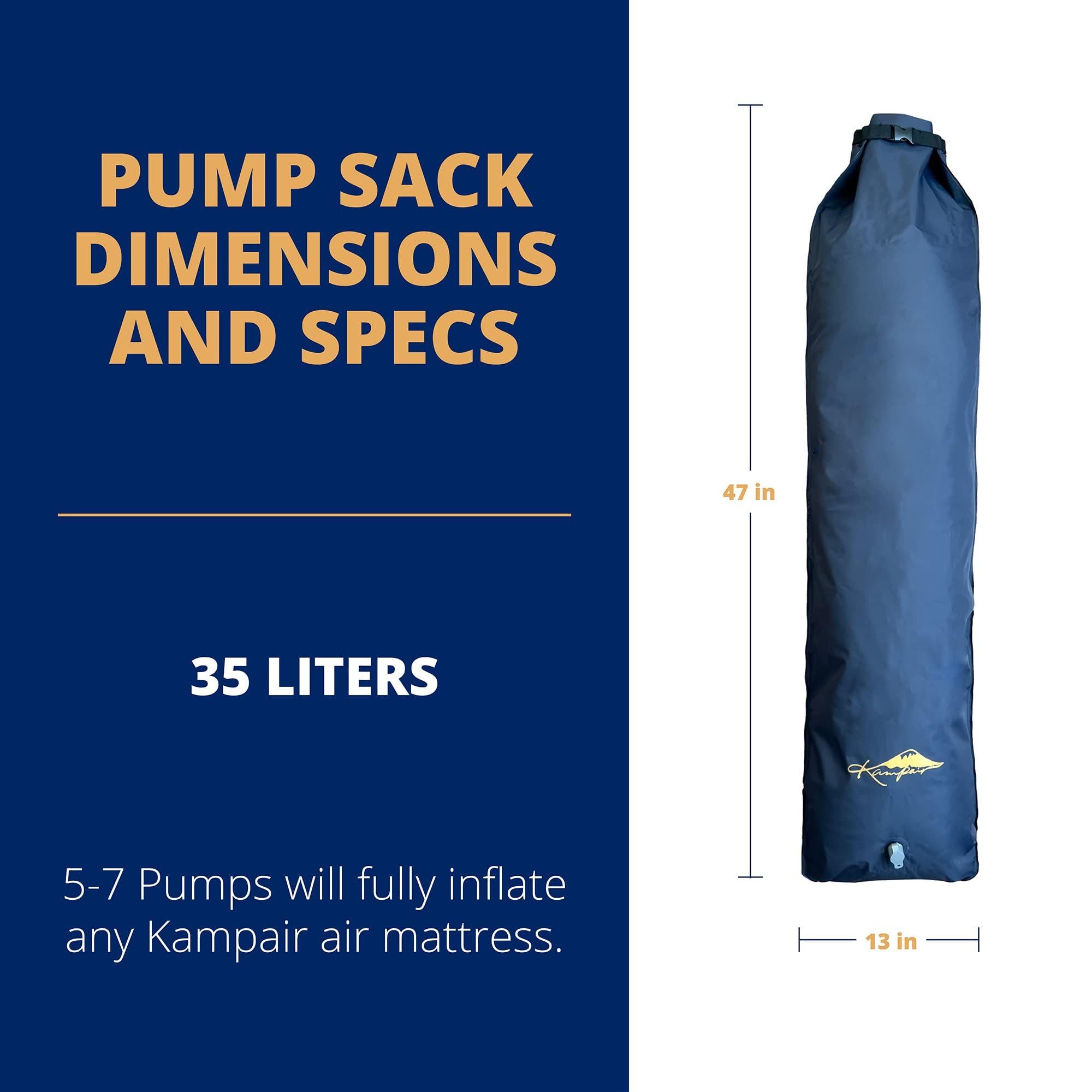 Kampair 35L Pump Sack – Quick Inflation Air Pump Bag for Sleeping Pads, Air Mattresses, Inflatable Camping Mats & Pillows, Compact & Portable, Waterproof Outdoor Dry Bag