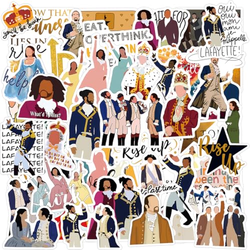 110PCS Hamiltons Merch Stickers Cute Cartoon Aesthetic Vinyl Waterproof Musical Scrapbooking Supplies Decals for Laptop Bumper Phone Water Bottles