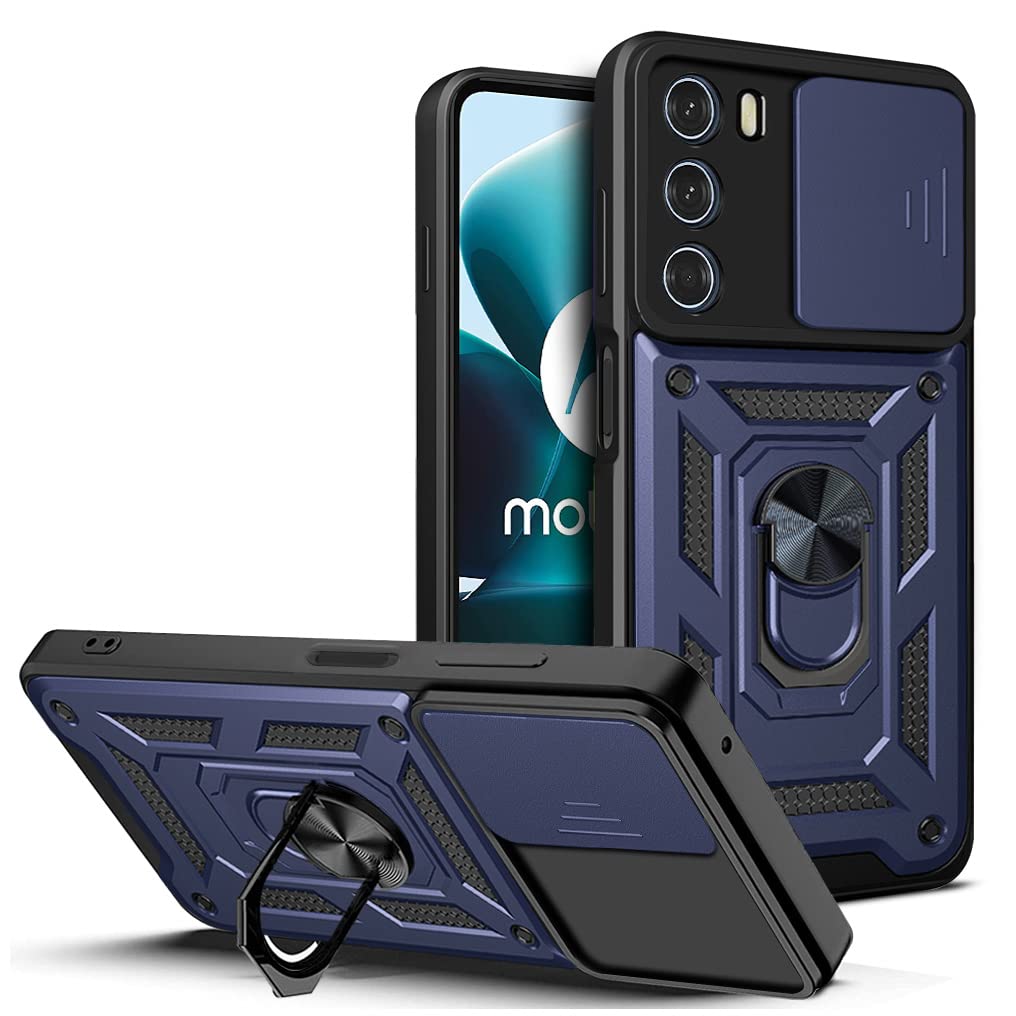 Cover DESSEN Per Motorola Moto Edge 30 Fusion - Custodia Antiurto In TPU E PC, Con Anello Magnetico Rotante E Copriobiettivo Scorrevole, Rosa Oro - 3