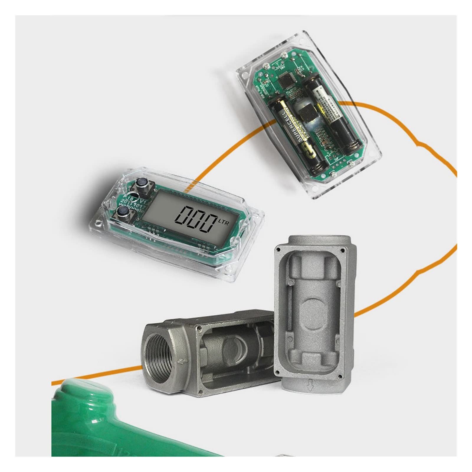 Caudalímetro ultrasónico, Medidor de flujo de turbina digital Medidor de flujo Indicador de flujo electrónico PCB Contador de sensor Combustible de gasolina Queroseno Metanol Agua(1.5 inch)