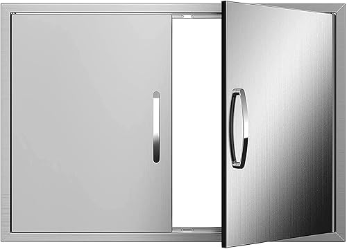 Puertas de cocina al aire libre de 27 pulgadas de ancho x 20 pulgadas de alto, puertas de acceso para barbacoa de acero inoxidable de montaje