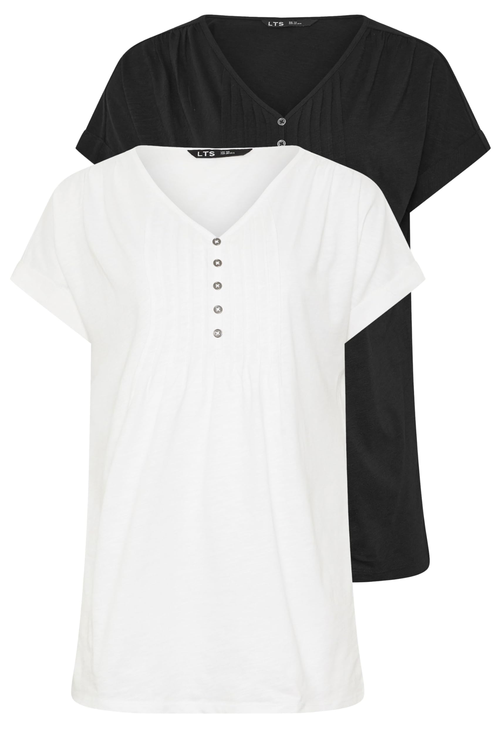 Long Tall Sally Women's Black Tall 2 Pack Henley Tops In | : Size 8