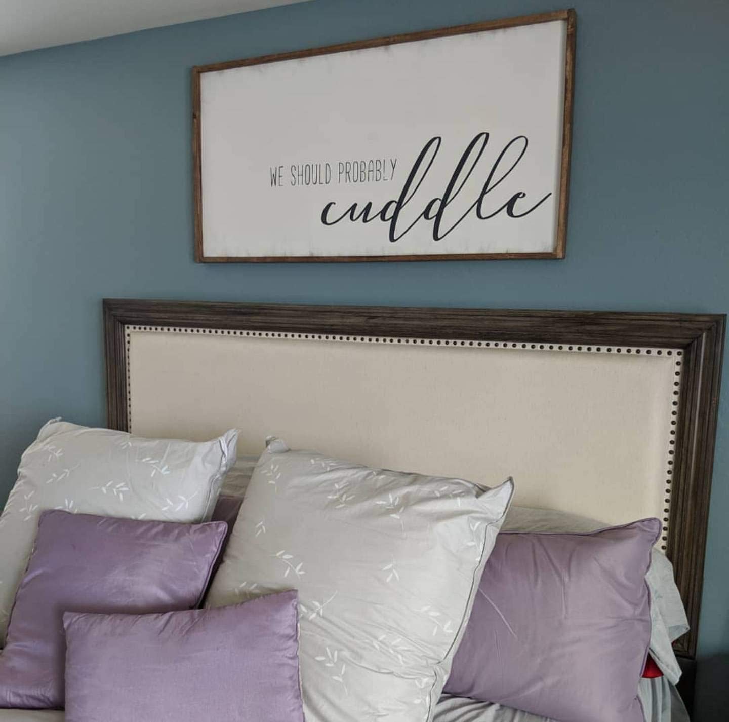 CELYCASYWe Should Probably Cuddle Sign, Bedroom Sign, Over The Bed Sign, Large Bedroom Sign, Wood Sign, Master Bedroom Sign, Farmhouse, Bedroom Deco