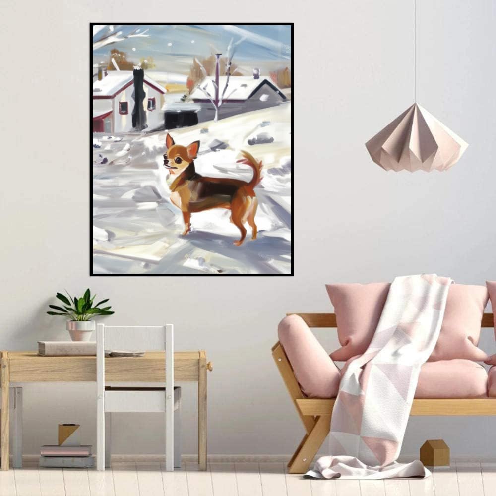 DIY Oil Painting by Number Chihuahua Dog Painting by Numbers for Beginners,Acrylic Paint Crafts for Home Decor 20x24inch(50x60cm) Frameless, 1