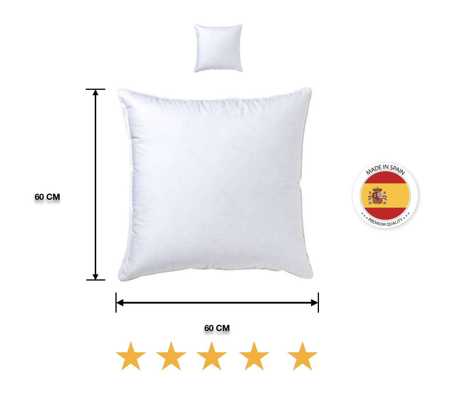 SaoTi - Imbottitura per cuscino, confezione da 2/4/6, super morbida, soffice, anallergico, fibra cava ad alto recupero, per divano, letto, poltrona, auto, prodotto in Spagna (60 x 60 cm, 6)