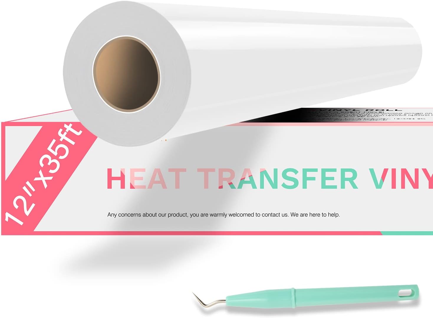 HTVRONT HTV Vinyl Rolls - 12" x 35ft White Heat Transfer Vinyl for ...